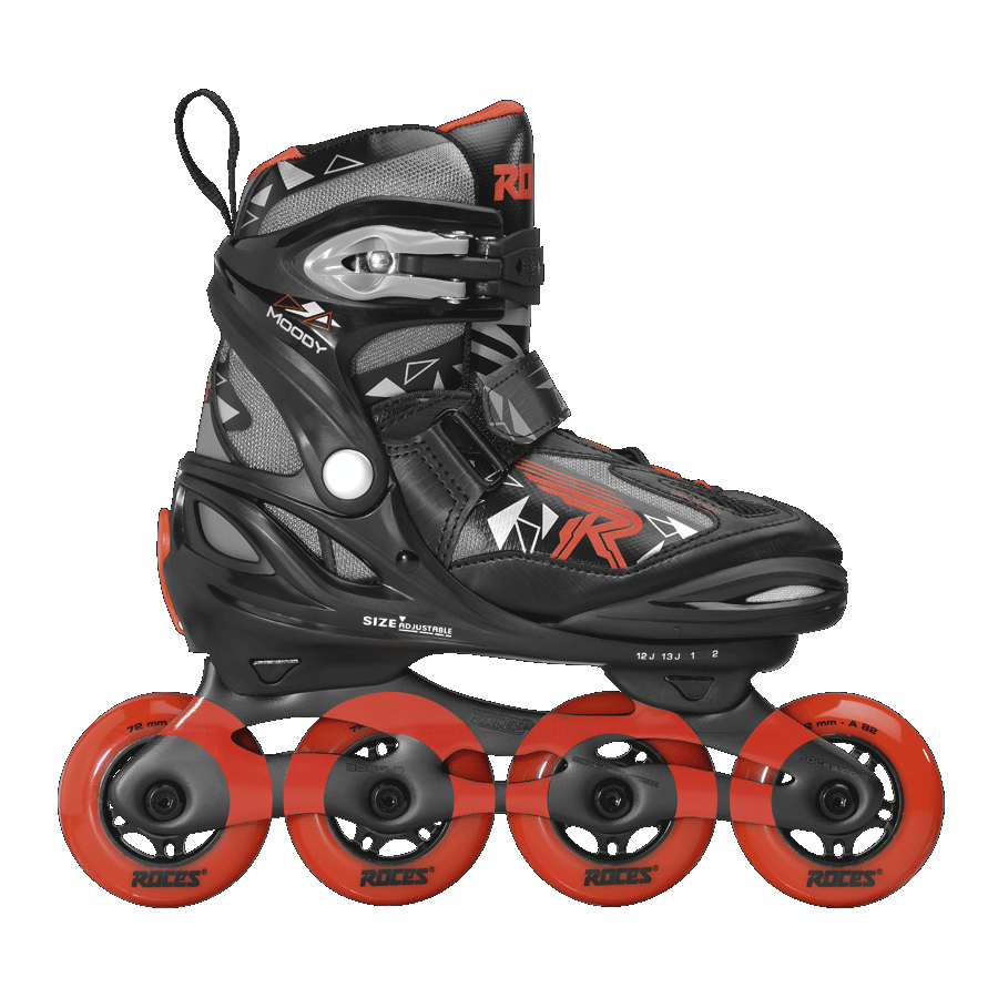 Roces Moody Tif adjustable inline skate for kids in black and red